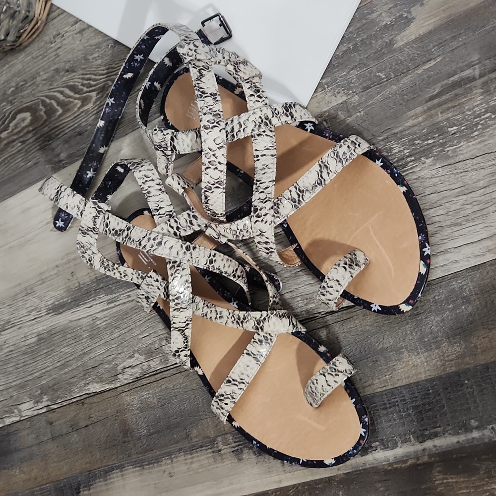 Cabi Athena Leather Python Gladiator Sandals - Picture 3 of 5